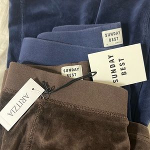 aritzia blue and brown velvet sweats